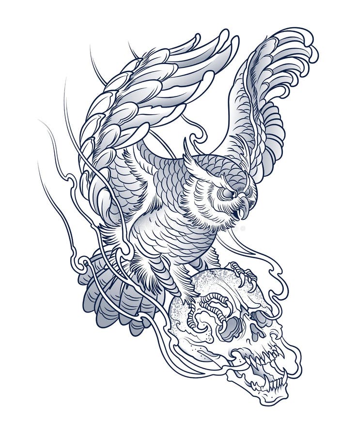 Owl Skull Tattoo Flash by DickStarr on DeviantArt