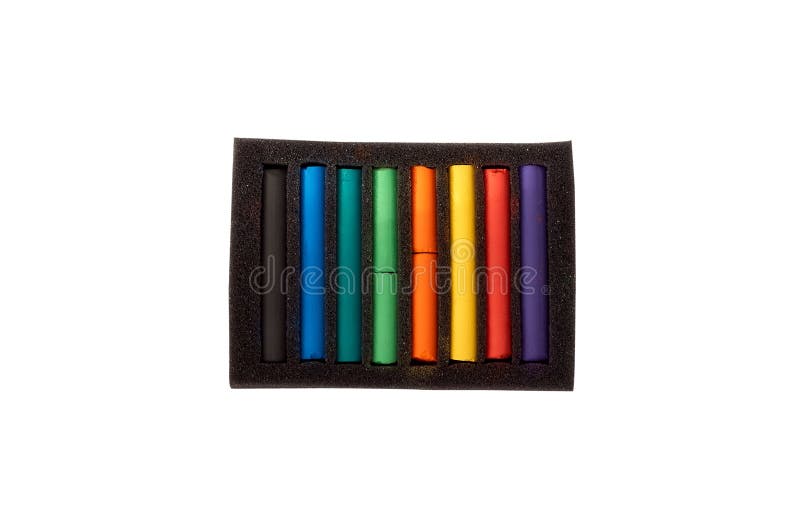 Drawing with Pastels. Multicolored Pastel Pieces in a Package Stock