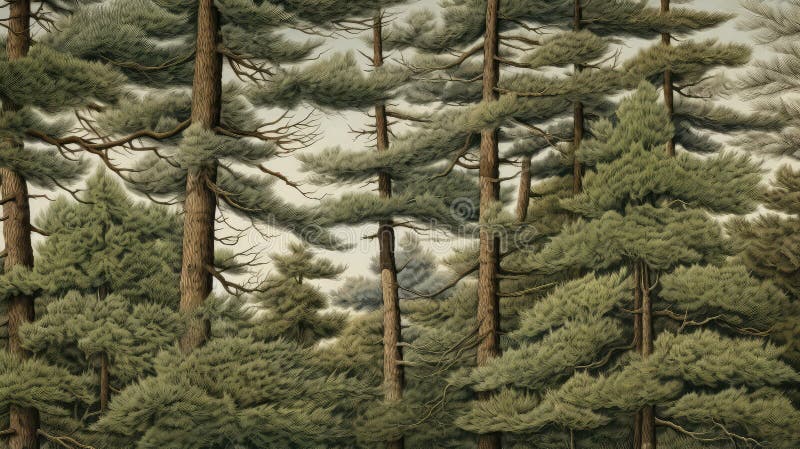 Drawing Pine Tree Illustration Stock Photo Image of natural nature