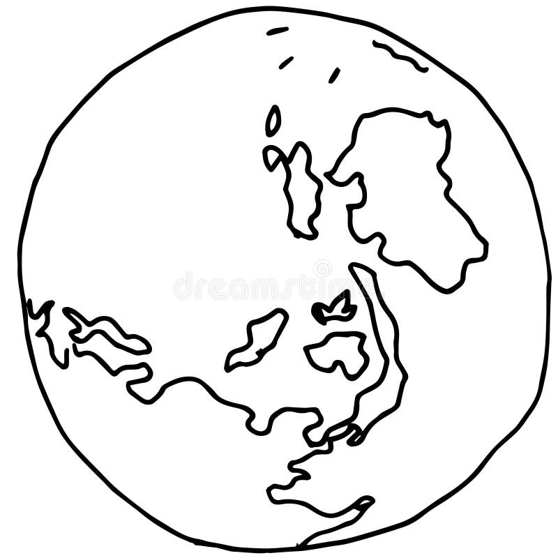 Drawing of the Earth. Handdrawn on a White Background Stock
