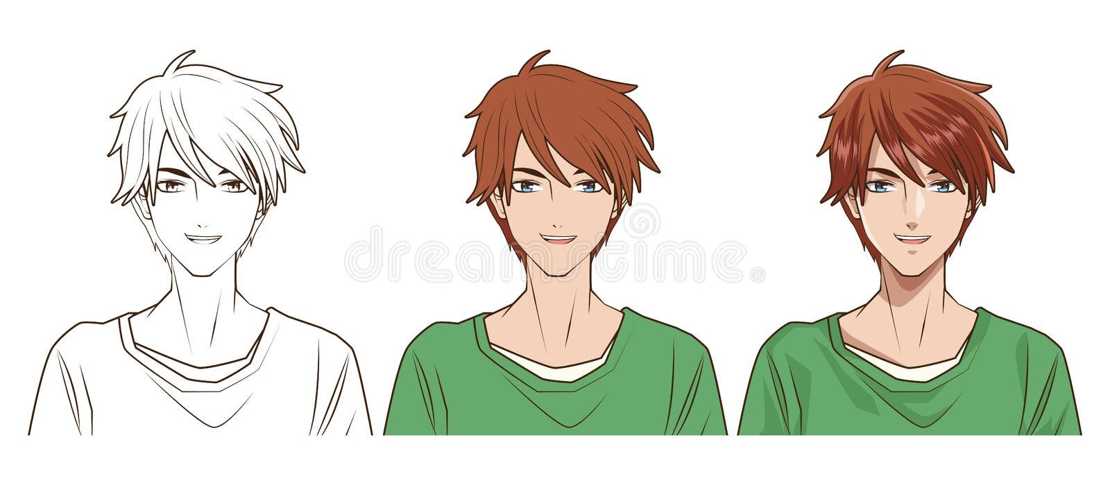 Premium Vector  Young man anime style hair isolated on white background  vector illustration
