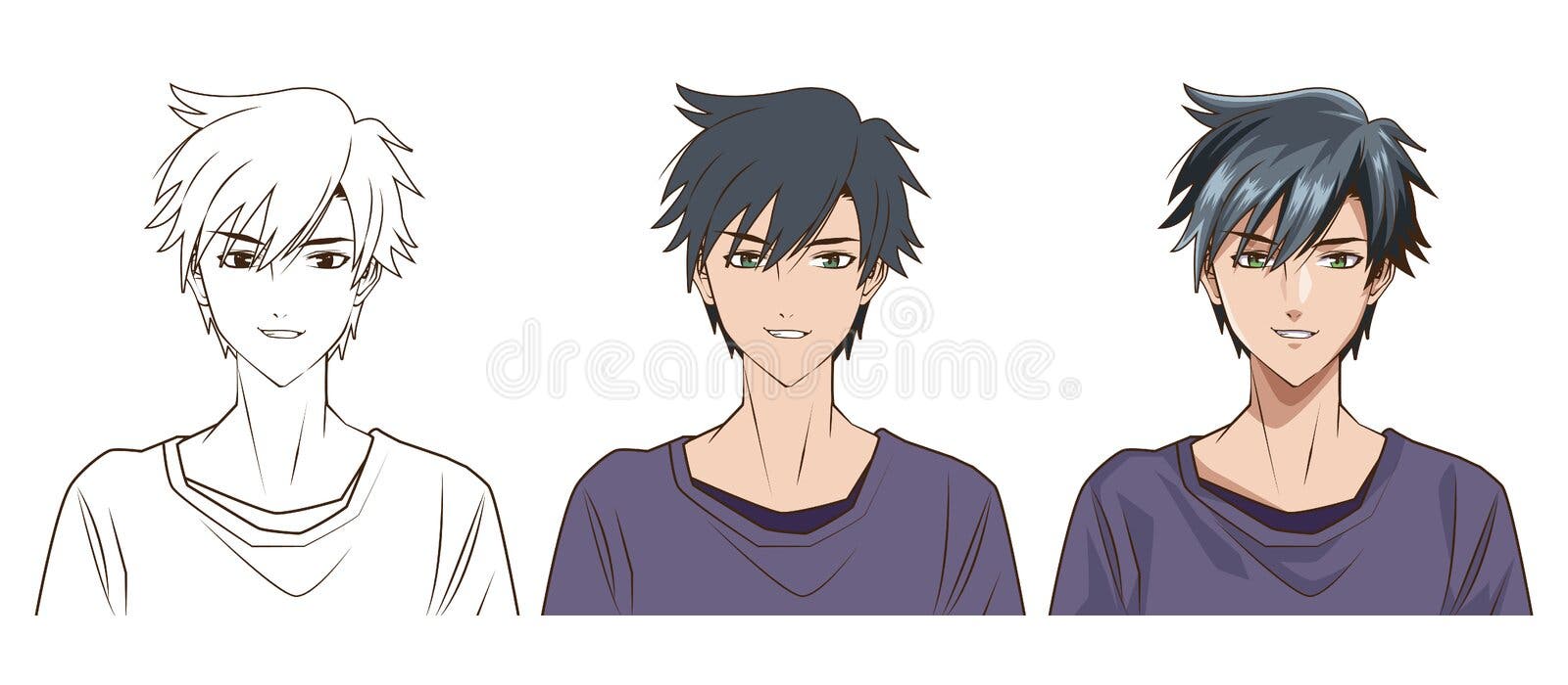 Premium Vector  Young man anime style hair isolated on white background  vector illustration