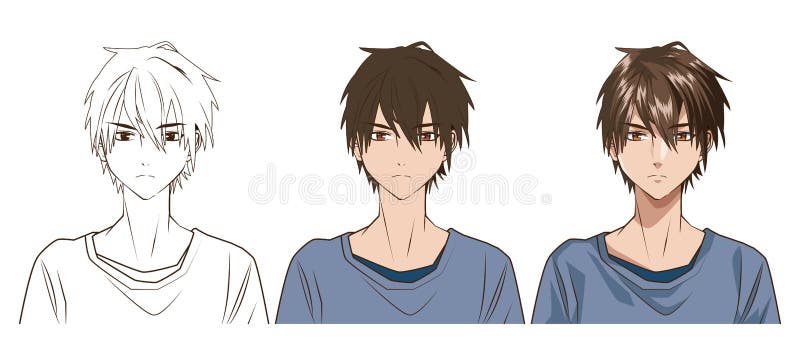 Young guy anime boy character japanese Royalty Free Vector