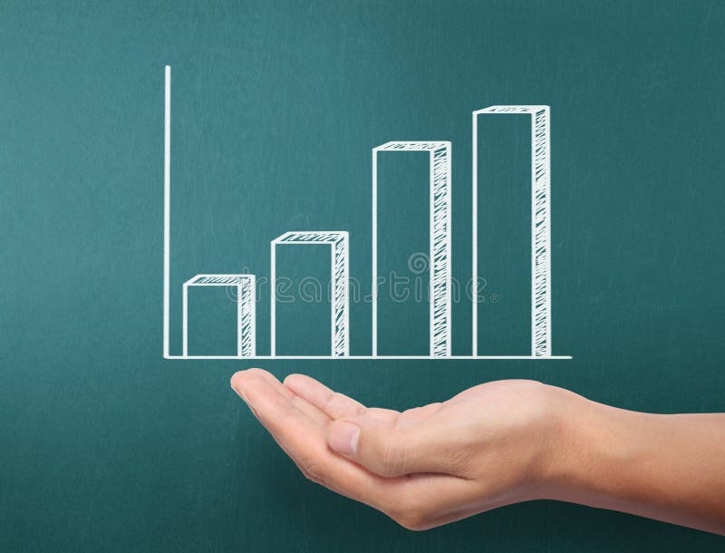 Drawing Results Graph with Chalk on Blackboard Stock Image Image of