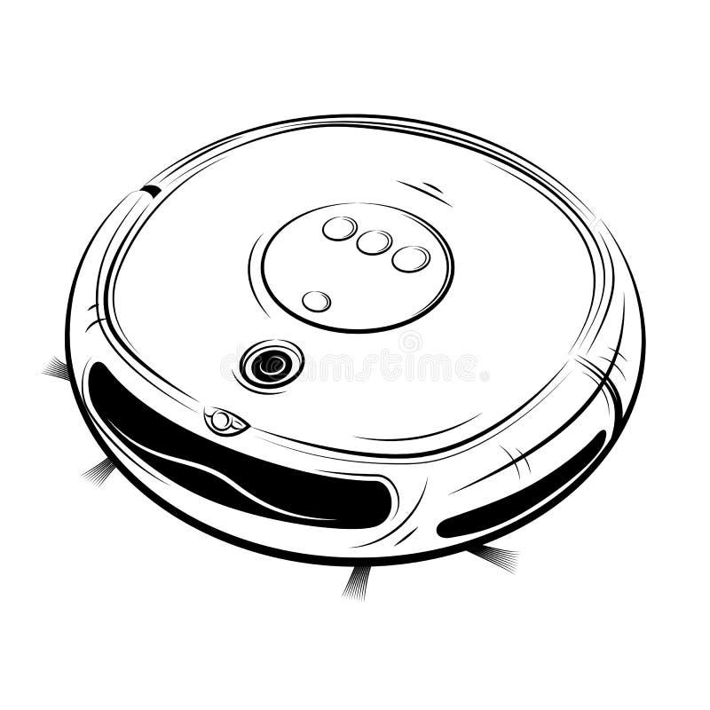 Drawing of the Robotic Vacuum Cleaner Stock Vector Illustration of