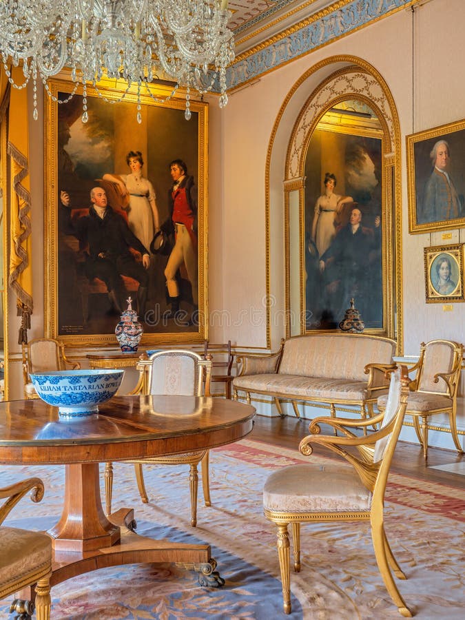 The Drawing Room at Sledmere House, East Yorkshire. 
Many of the furnishings are of the George III period and were made for the room including the giltwood furniture made in 1797. The rosewood centre table is from the Regency period.
The painting reflected in the arched mirror shows  family members who lived from the later 1700s to the mid 1800s.
Sledmere is an 18th century Georgian house that was reduced to just a shell after a disastrous fire in 1911. The house was rebuilt between 1913-1918 with further changes taking place during the Edwardian years. The Drawing Room at Sledmere House, East Yorkshire. 
Many of the furnishings are of the George III period and were made for the room including the giltwood furniture made in 1797. The rosewood centre table is from the Regency period.
The painting reflected in the arched mirror shows  family members who lived from the later 1700s to the mid 1800s.
Sledmere is an 18th century Georgian house that was reduced to just a shell after a disastrous fire in 1911. The house was rebuilt between 1913-1918 with further changes taking place during the Edwardian years.