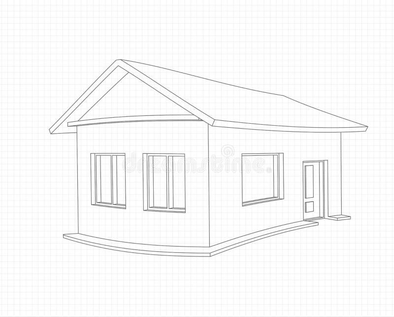 drawing rounded house sheet paper drawing rounded house sheet paper cage light background 168922087
