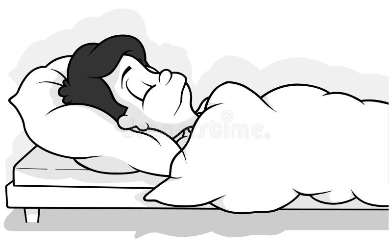 Drawing of a Sick Boy Lying in Bed Stock Vector - Illustration of lying ...