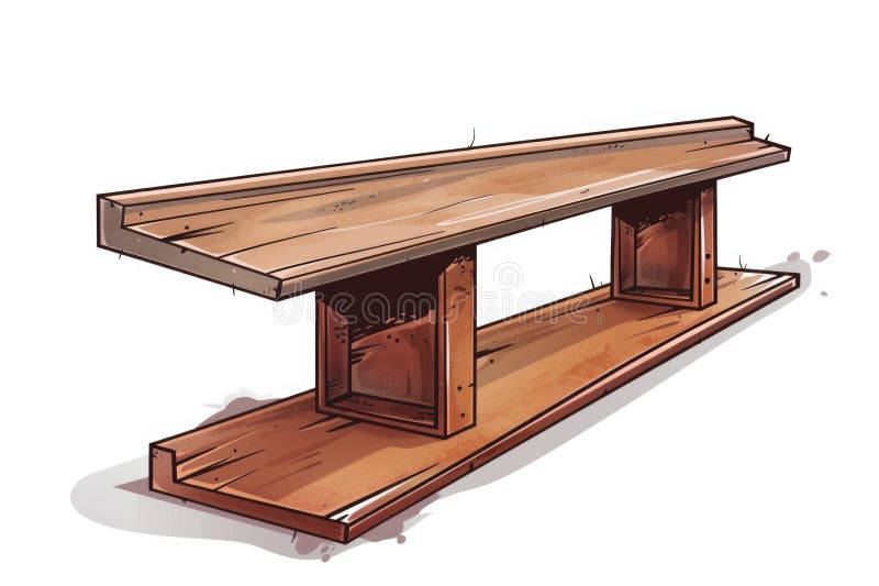 A drawing of a simple wooden bench, suitable for various design projects royalty free stock photo