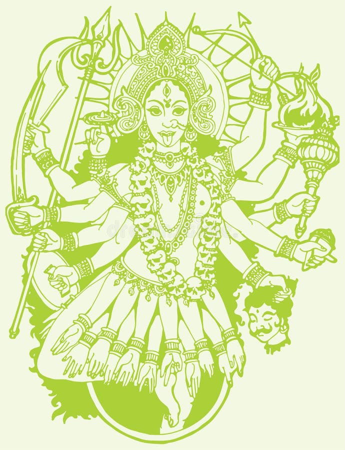 hindu goddess kali colorful drawing stock image  Photoskart