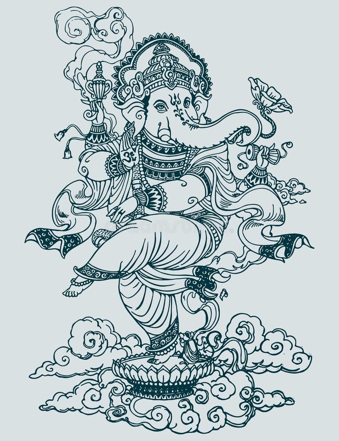 Image of Sketch Of Lord Ganesha Or Vinayaka Modern Concept Cute Editable  Outline Illustration-GB906939-Picxy
