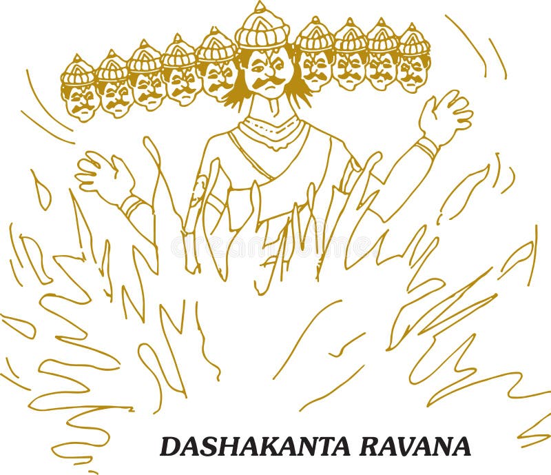 Sketch Ten Headed Ravan Statue during Dasara Fesitival Editable Vector  Outline Illustration Stock Vector - Illustration of arrow, festival:  196216941