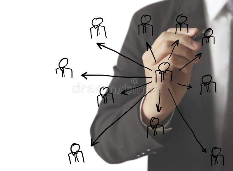 Drawing Social Network Structure In Whiteboard Stock Illustration