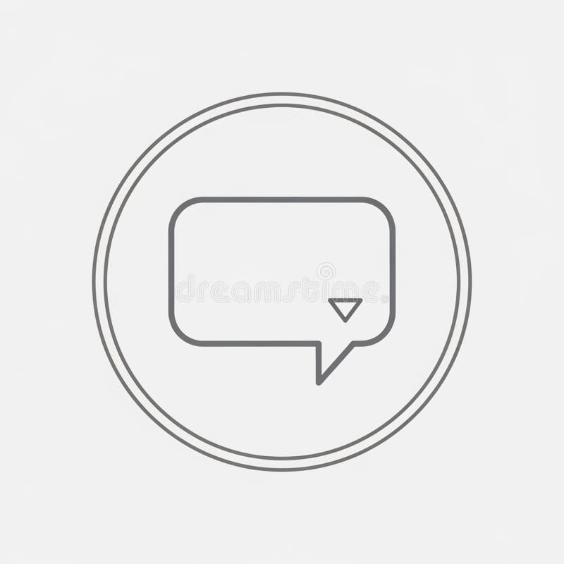 Drawing of a speech bubble with an inverted triangle inside vector illustration