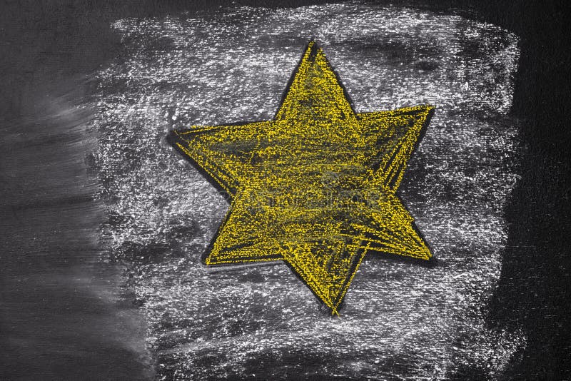 Drawing the Star of David Symbol on Chalkboard Stock Photo Image of