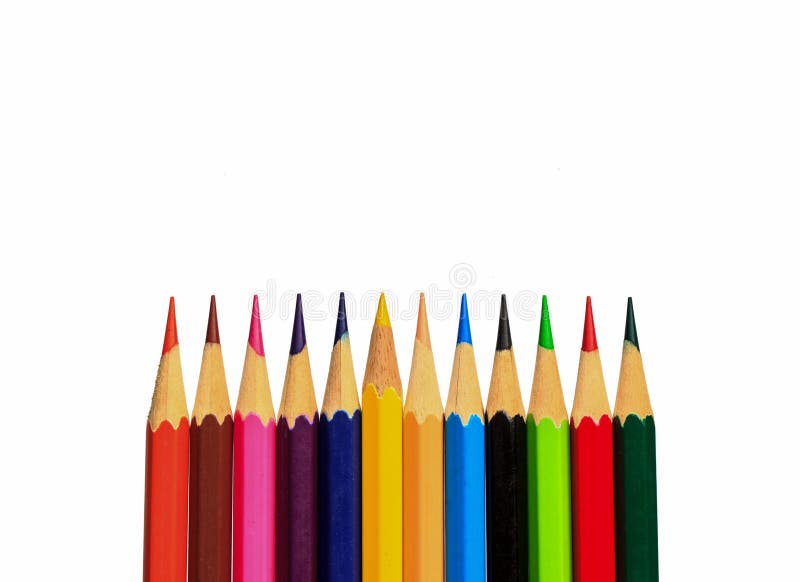Drawing Supplies Assorted Color Pencils On White Stock Image Image
