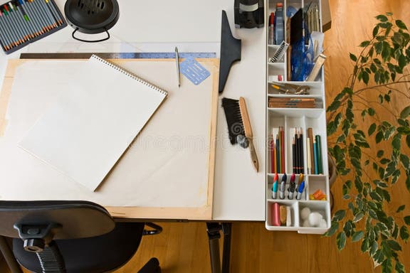 Drawing Table for artists stock image Image of furniture 4089695