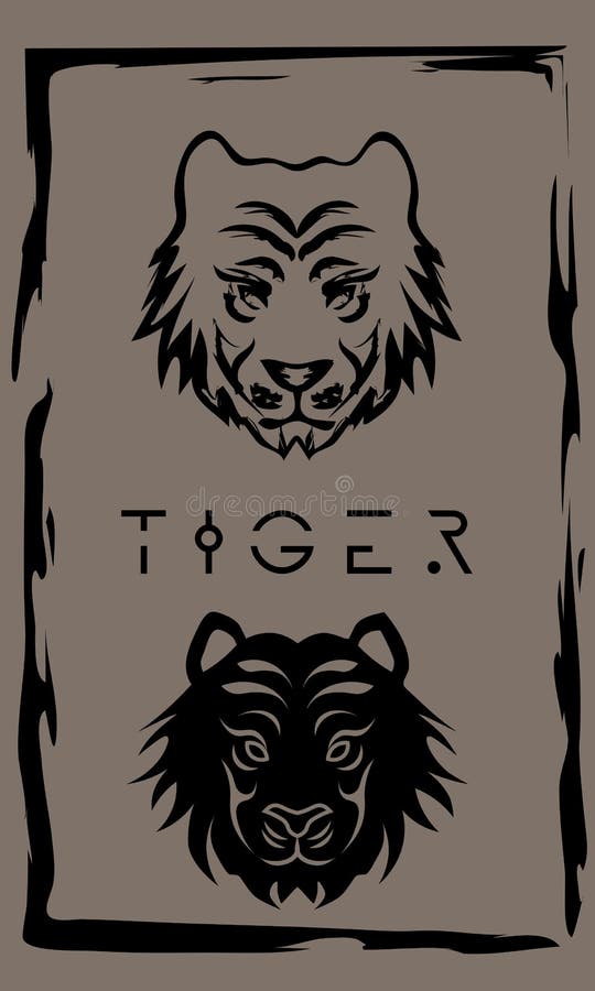 Drawing of tiger in primitive ancient style, year of tiger vector illustration