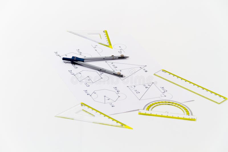 Drawing tools with compass stock image. Image of concept 165158303