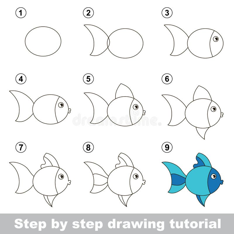 Drawing tutorial. How to draw a Cute Fish