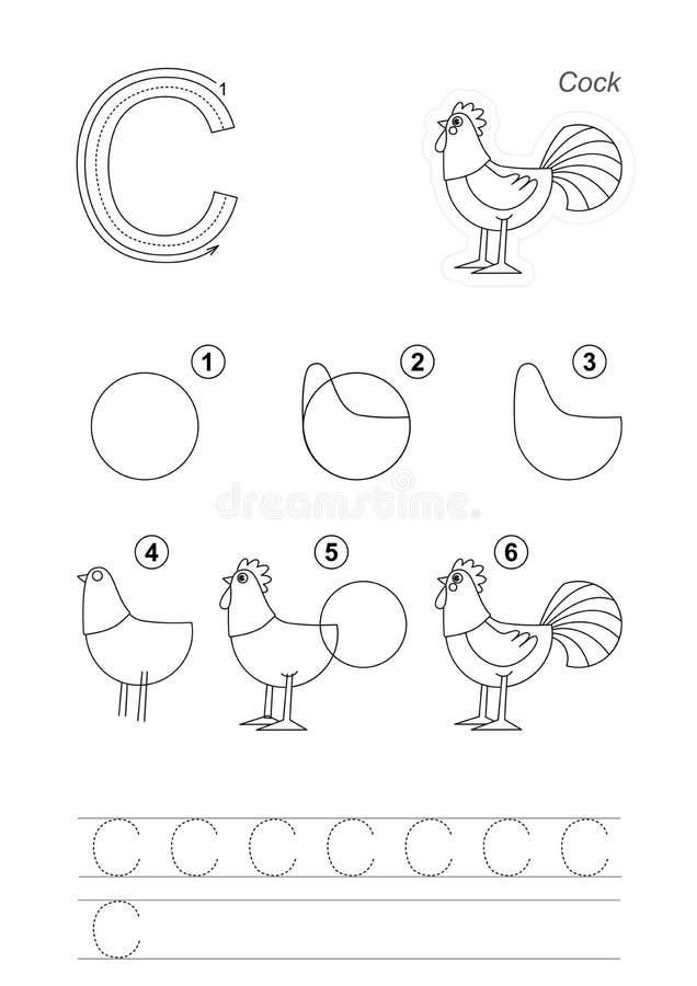Download Drawing Tutorial For Letter. Stock Vector - Illustration ...