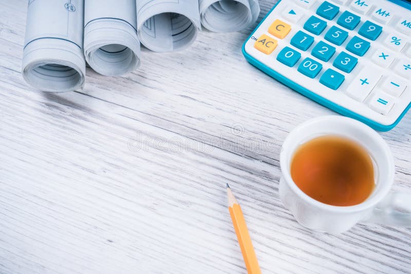 Drawing and various details stock photography