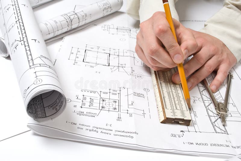 Drawing and various tools royalty free stock image