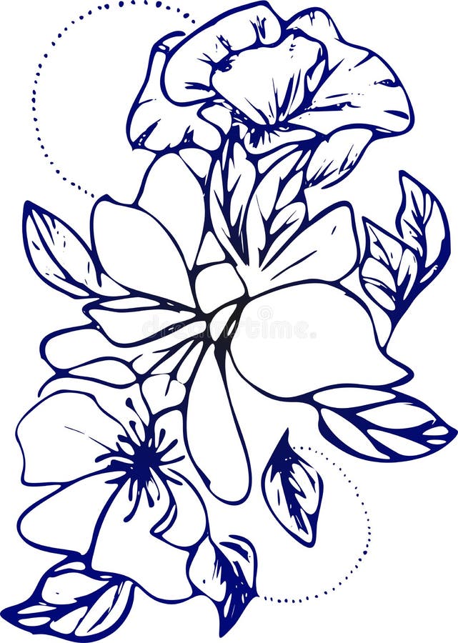 Drawing Vector Graphics with Floral Pattern for Design. Floral Flower