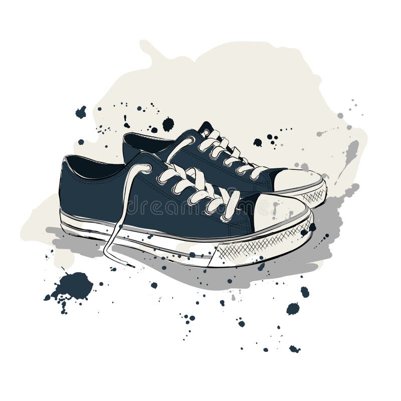 Vector Illustration of Sneakers. Sports Shoes in a Line Style Stock ...