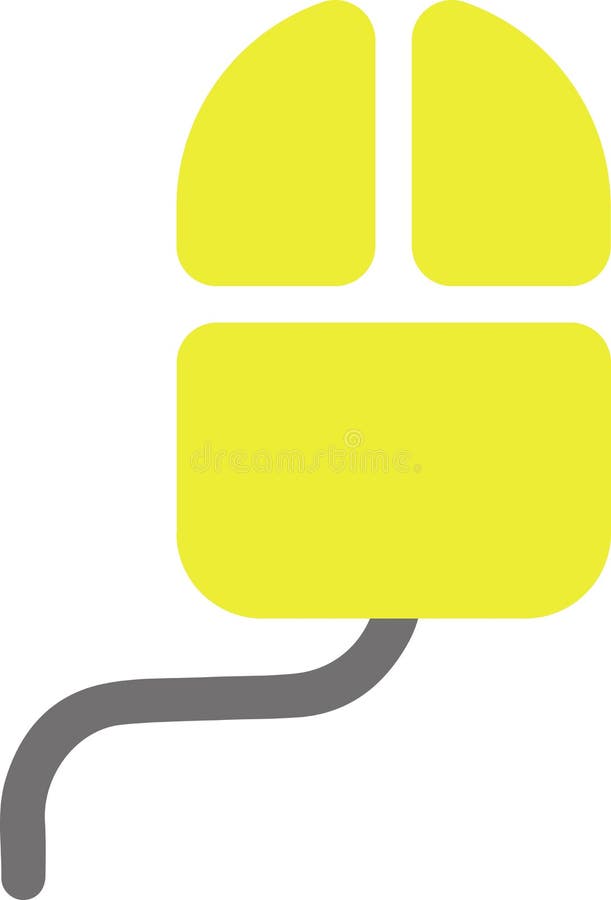 The drawing of a yellow computer mouse, a hardware input device used by hand. Illustration, vector or cartoon. vector illustration