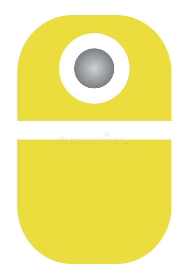 The drawing of a yellow computer mouse, a small hardware input device used by hand. Illustration, vector or cartoon. stock illustration