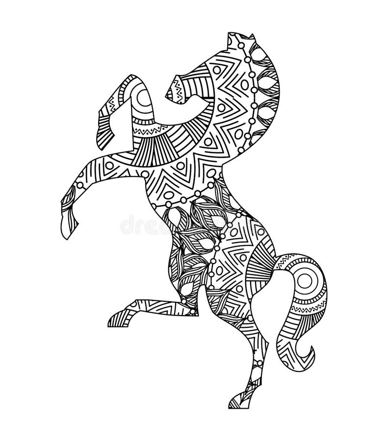 Drawing zentangle for horse adult coloring page stock illustration Drawing zentangle for horse adult coloring page stock illustration