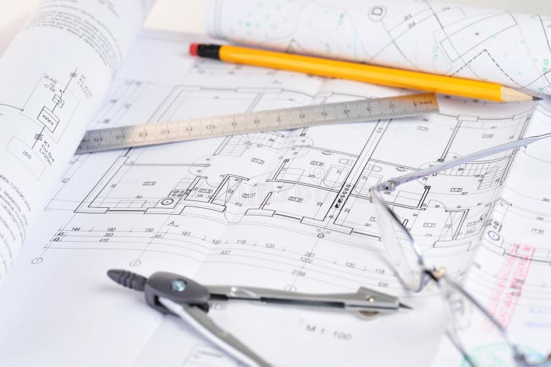 Drawings-blueprints royalty free stock photos