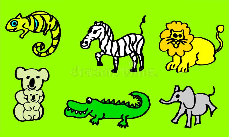 Drawings about Wild Animals for Children with a Lion and a Crocodile Also  Available As a Vector Drawing Stock Vector - Illustration of cards, game:  134318384