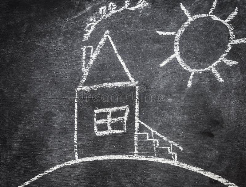 Drawn in chalk house. stock image. Image of creativity 33125907