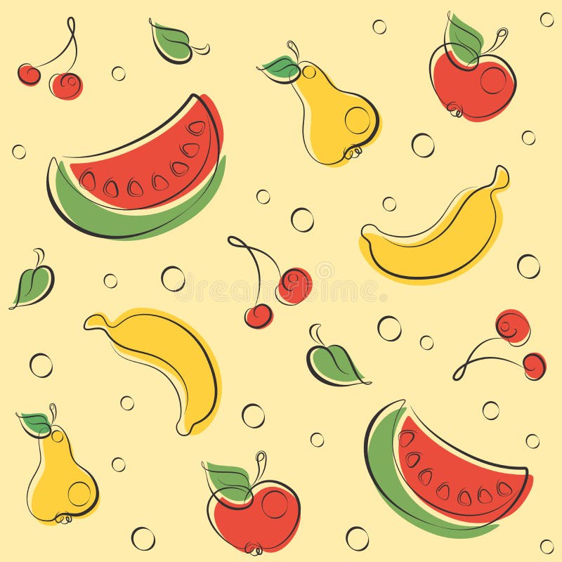 Drawn Outline Fruit Pattern