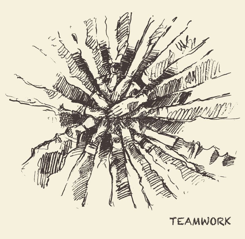 Drawn vector people teamwork collaboration concept stock illustration
