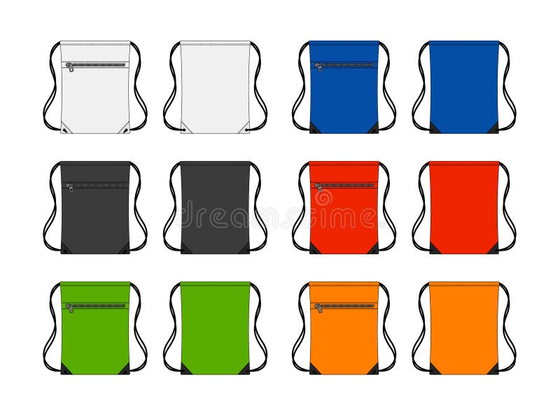 Drawstring Bag Backpack Template Illustration Set Stock Vector Drawstring Bag Backpack Template Illustration Set Stock Vector