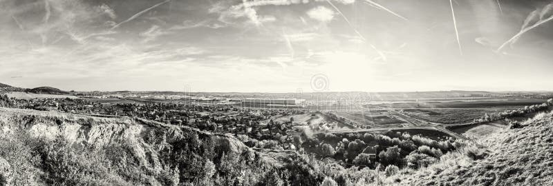 Drazovce village and industrial park Nitra - North in sunset, co