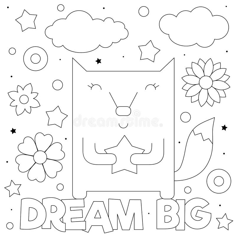 Dream Big Coloring Page Black And White Vector Illustration Stock