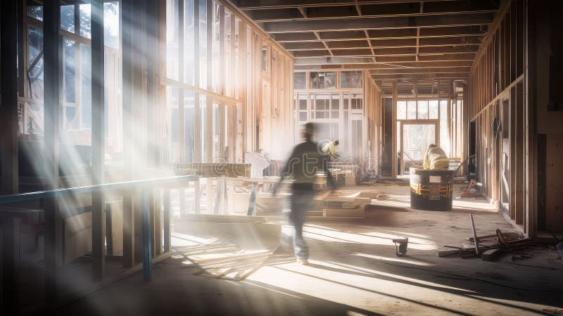 Dream blurred building construction interior stock illustration