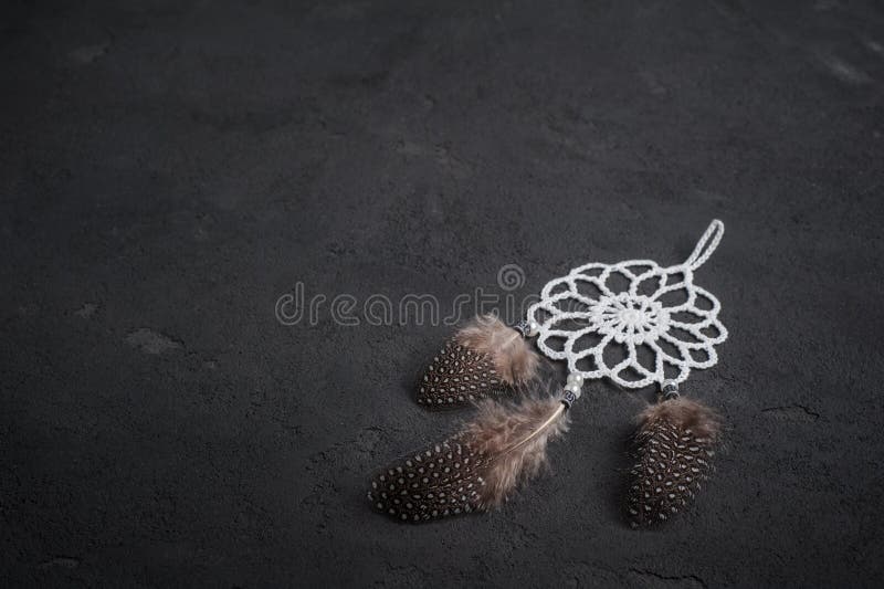 Dream Catcher on a Black Background Stock Photo Image of handmade