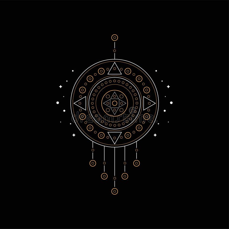 Dream Catcher, Traditional American Indian Dream Trap Vector Illustration  on a Black Background Stock Vector - Illustration of beautiful, catcher:  121194945