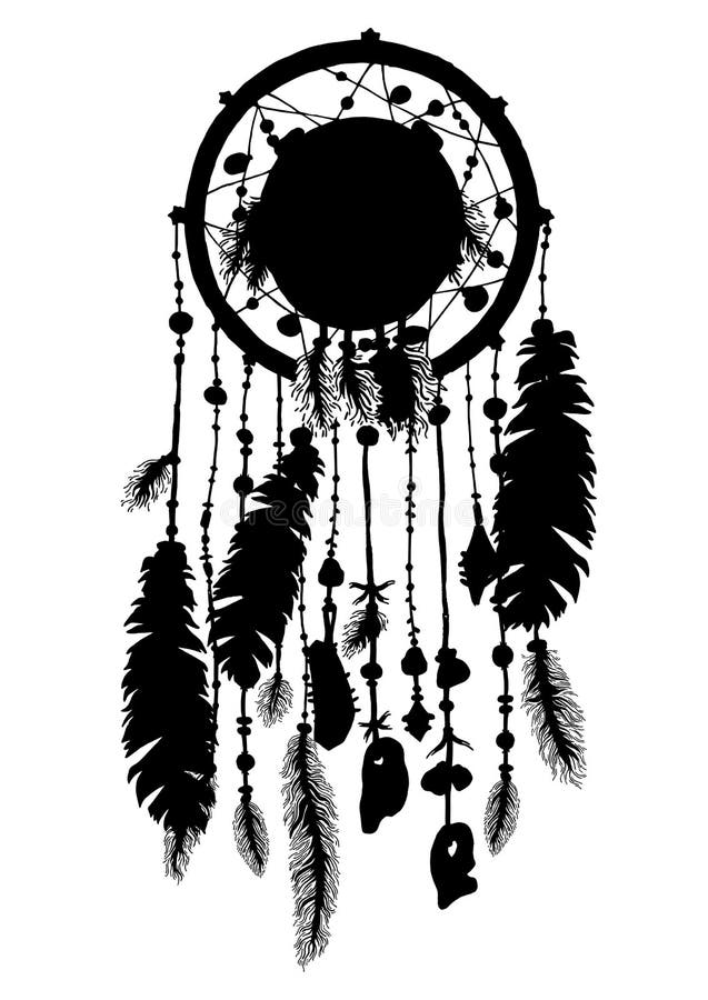 Dream Catcher Silhouette in Black Color on White Background Stock ...