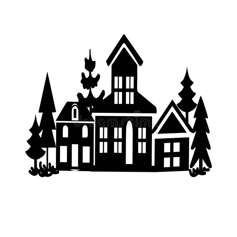 Dream house silhouette beautiful house clip art stock illustration