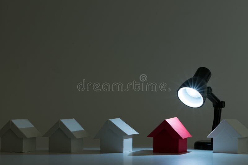 Dream house in spotlight stock image. Image of construction 71805685
