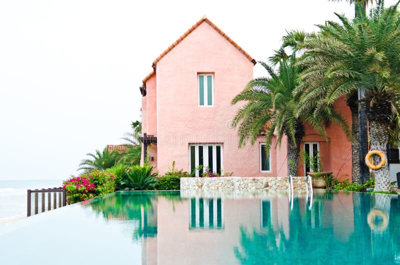 Dream House with Swimming Pool Stock Photo - Image of wall, design