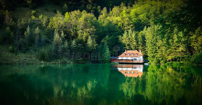 Dream lake house in the mountains royalty free stock image Dream lake house in the mountains royalty free stock image