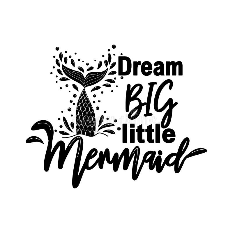 Dream More Little Mermaid. Mermaid Tail Card with Water Splashes, Stars ...