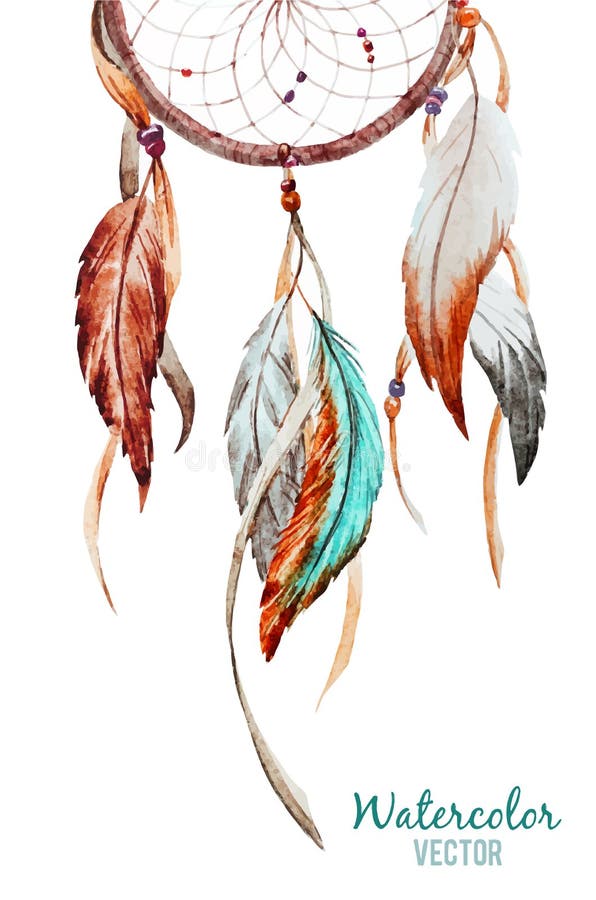 Beautiful vector image with nice watercolor dreamcatcher